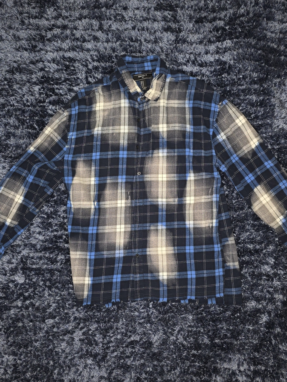 Forever 21 Blue, Black & White Plaid Button-Down Shirt